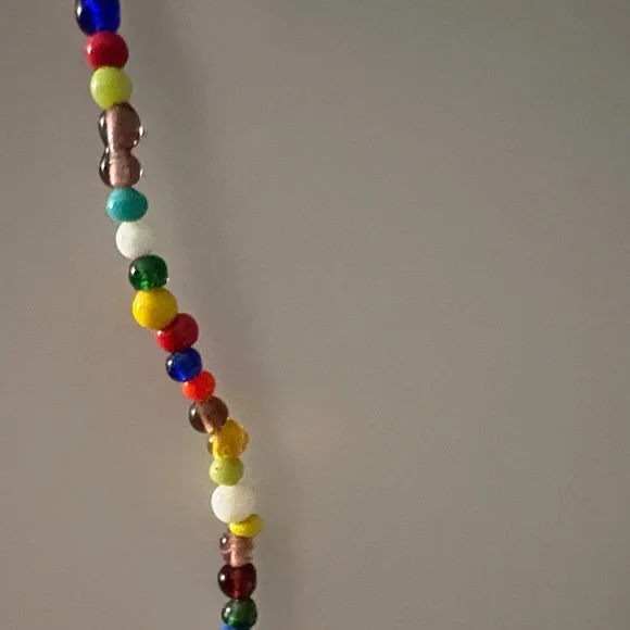 Multicolor Beaded Cross Pendant Necklace - Vibrant Bead Strand - Picture 3 of 4
